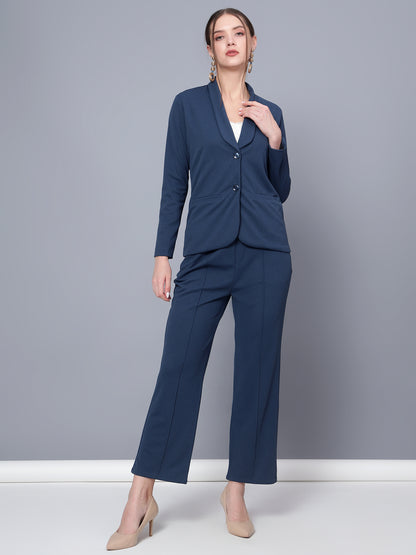 Golden Kite Black Women Solid Regular Fit Single Breasted 2-Piece Suit