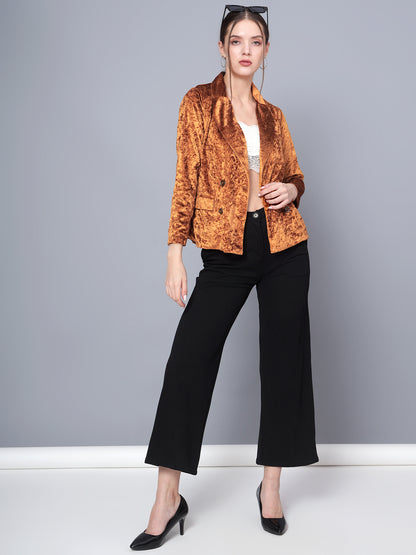 Golden Kite Black Solid Women Double-Breasted Blazer