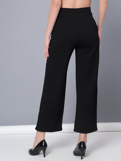 Golden Kite Solid High-Rise Trouser, has a elasticated waistband with button closure with zip fly & 2 pockets Casual Pant