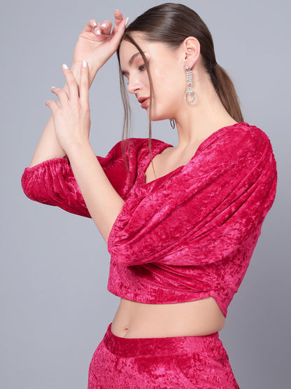 Golden Kite Women Solid Crop Top & Straight Trouser Co-Ord Set