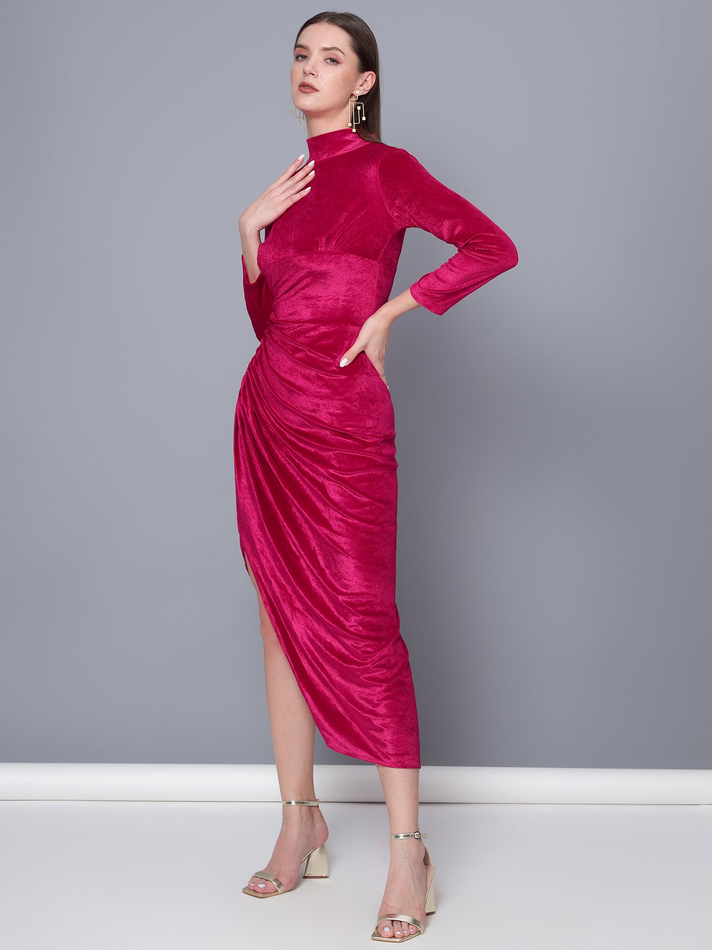 Golden Kite Black Solid Wrap Maxi Dress