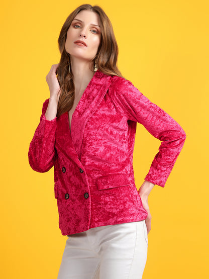 Golden Kite Black Solid Women Double-Breasted Blazer