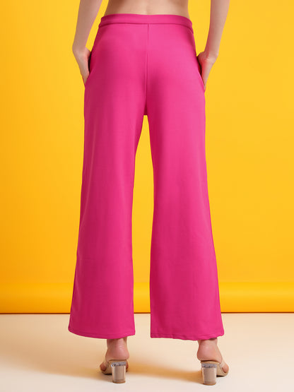 Golden Kite Solid High-Rise Trouser, has a elasticated waistband with button closure with zip fly & 2 pockets Casual Pant
