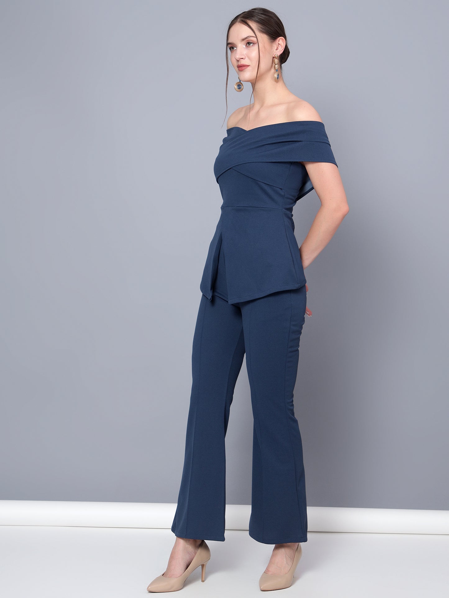 Golden Kite Black Women Solid Stylish Off Shoulder Co-Ords