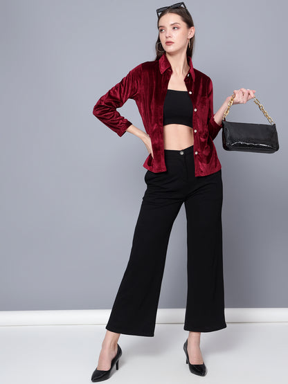 Golden Kite Fuchsia Women Solid Shirt Top ,Button Detail