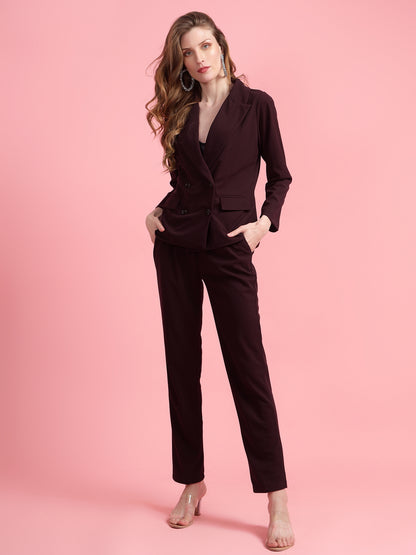 Golden Kite Black Solid Women Double-Breasted Blazer .