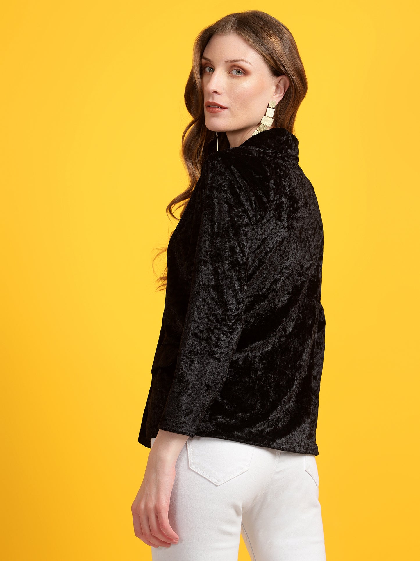 Golden Kite Black Solid Women Double-Breasted Blazer