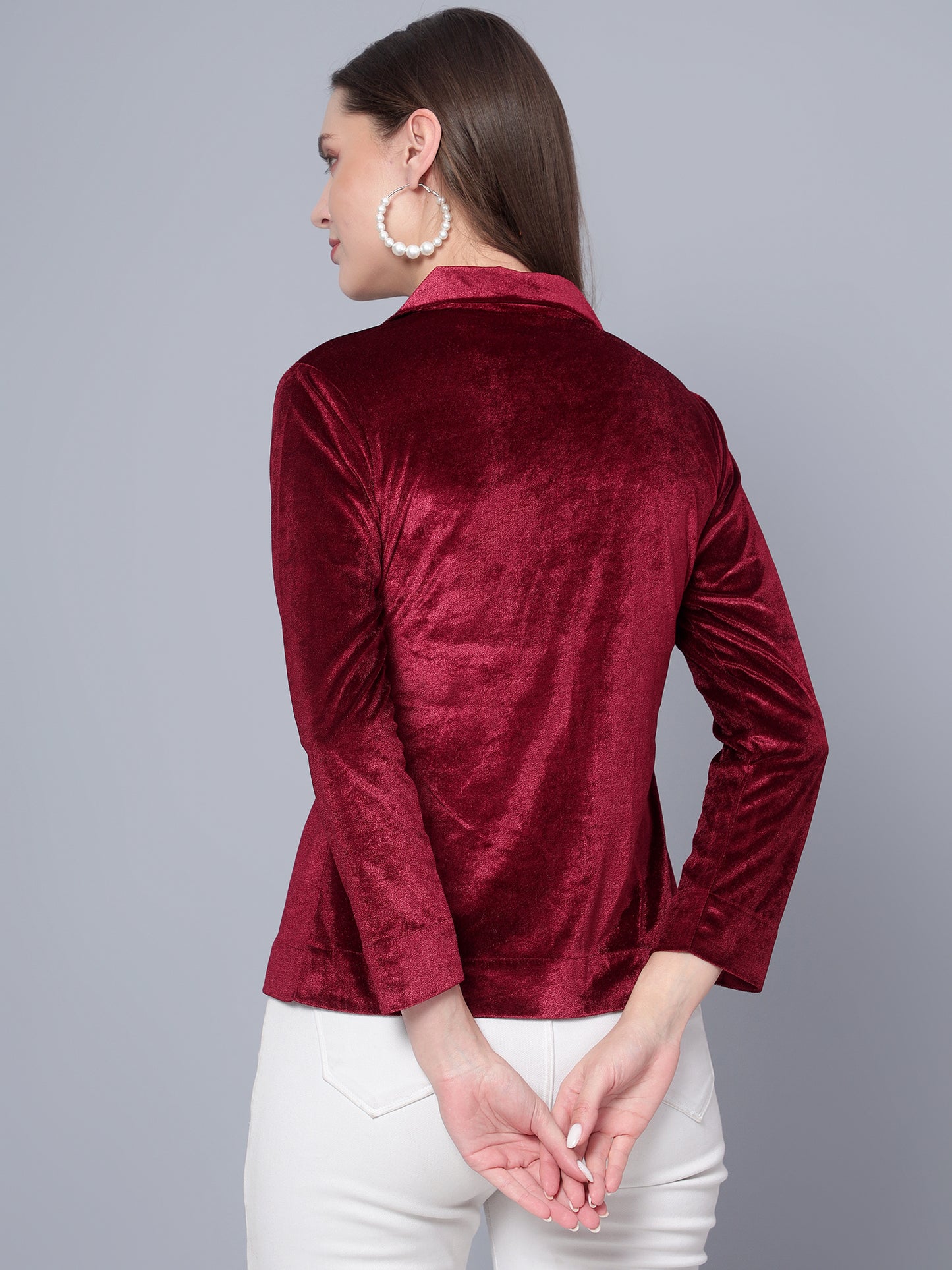 Golden Kite Black Solid Women V-Neck Collared Top