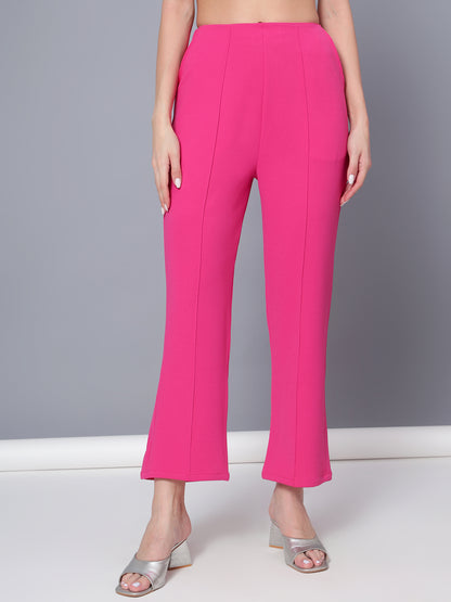 Golden Kite Black Solid High-Rise Trousers a slip on closure, and two pockets Casual Trouser