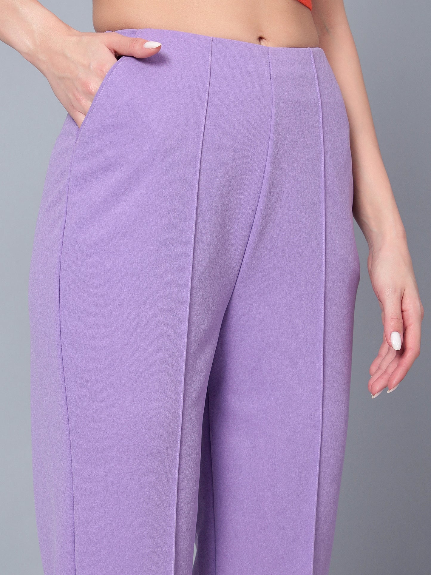 Golden Kite Black Solid High-Rise Trousers a slip on closure, and two pockets Casual Trouser