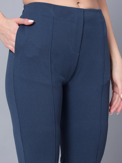 Golden Kite Women Solid High-rise regular-fit trousers, semi a-line bottom , slip on closure , and two Side pockets , Casual Pant