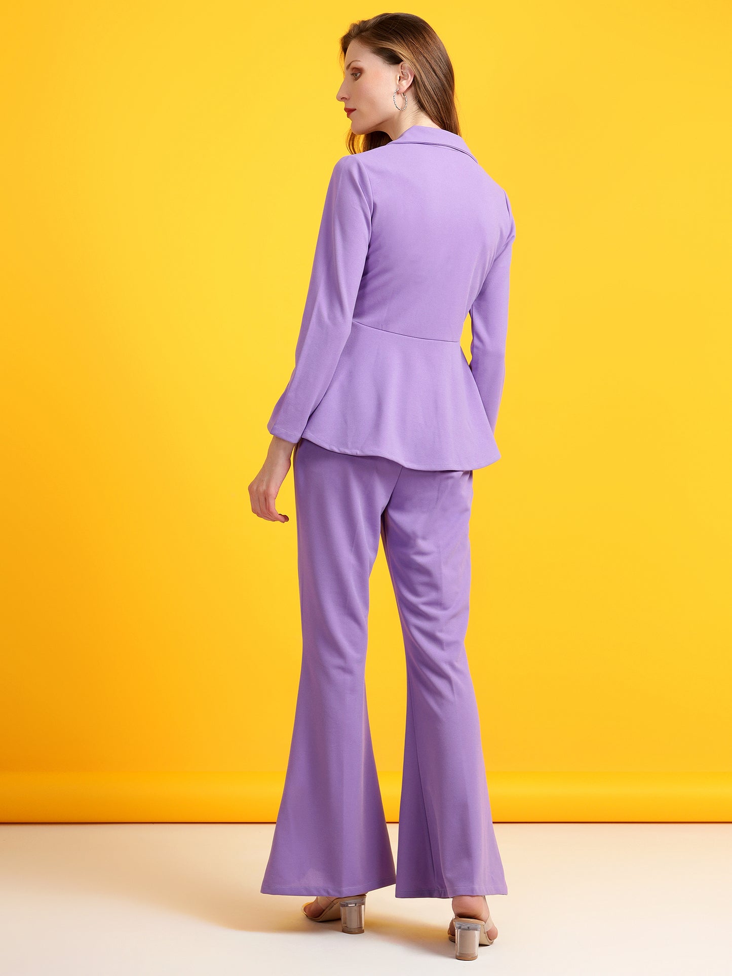 Golden Kite Black Women Solid A-Line Top & Flared Trouser Co-Ord Set