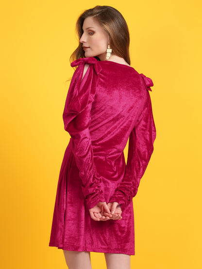 Golden Kite Black Solid A-line Midi Dress ,Cowl sleeve Detail