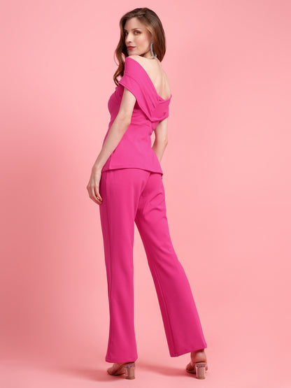 Golden Kite Black Women Solid Stylish Off Shoulder Co-Ords