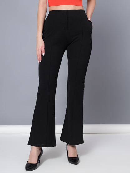 Golden Kite Women Solid High-rise regular-fit trousers, semi a-line bottom , slip on closure , and two Side pockets , Casual Pant