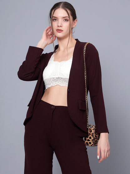 Golden Kite Women Black Solid Single-Breasted One Button Blazer