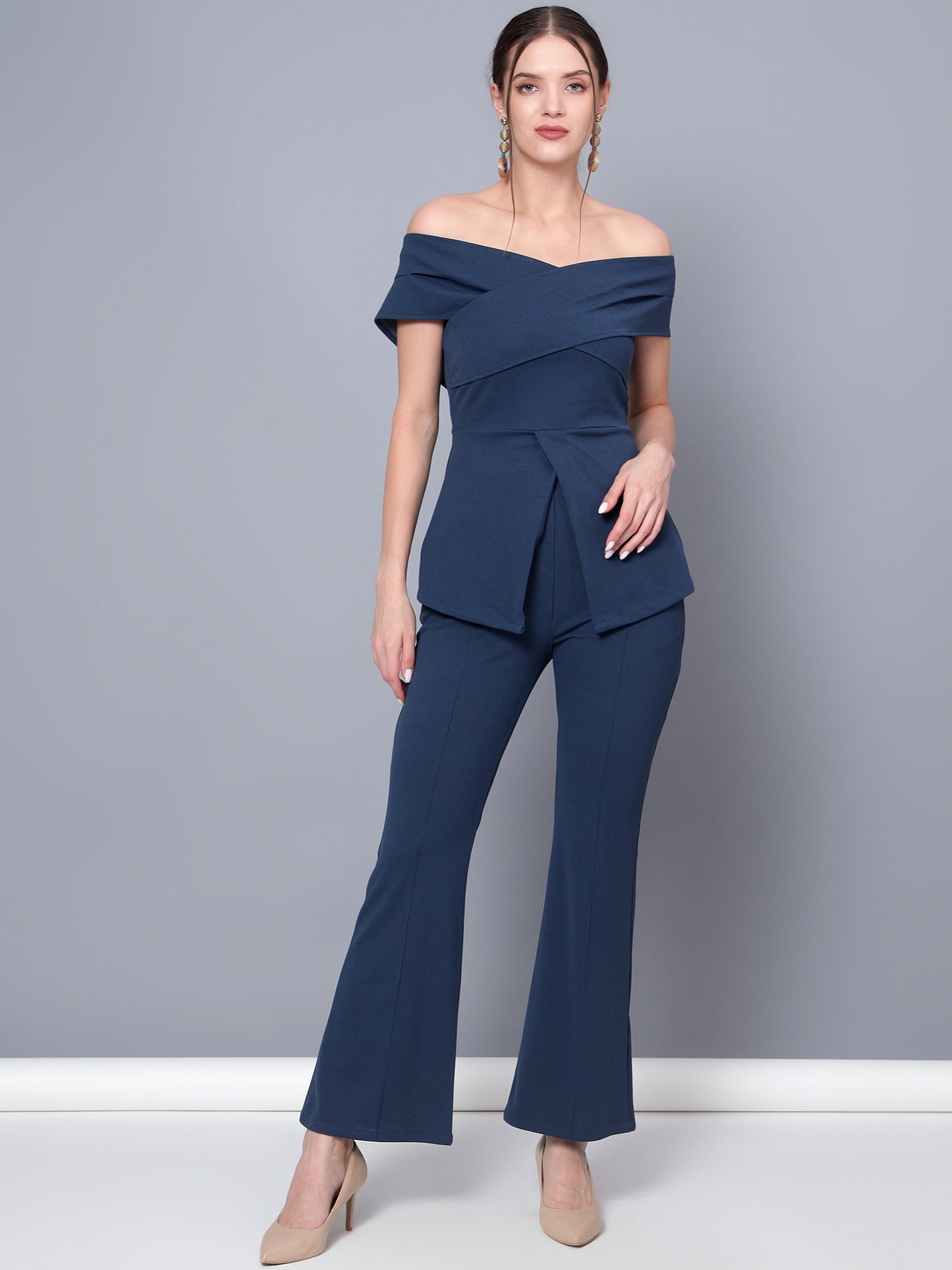 Golden Kite Black Women Solid Stylish Off Shoulder Co-Ords