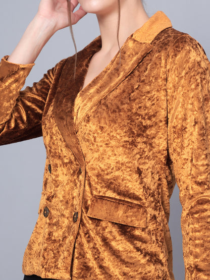 Golden Kite Black Solid Women Double-Breasted Blazer