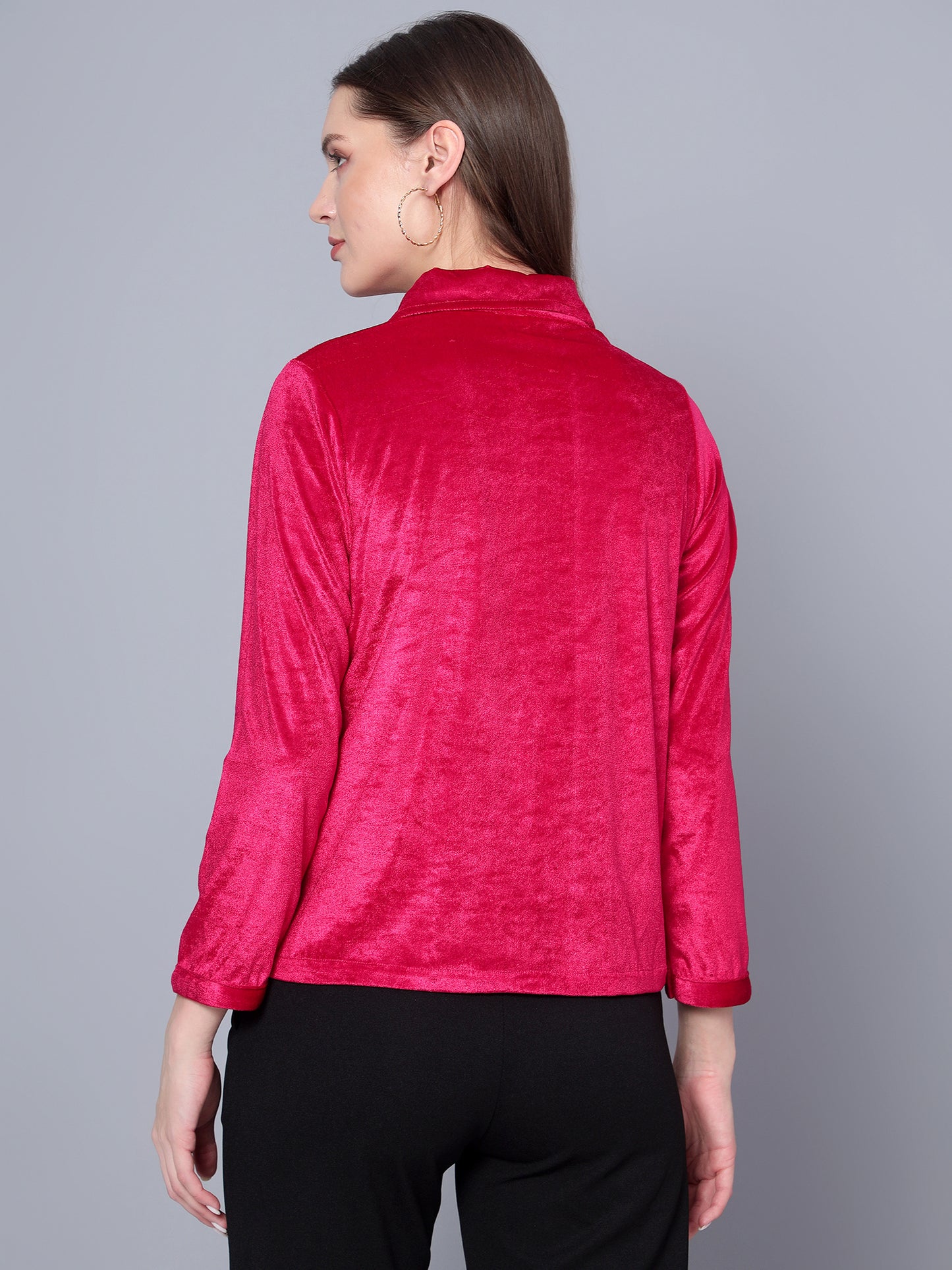Golden Kite Fuchsia Women Solid Shirt Top ,Button Detail