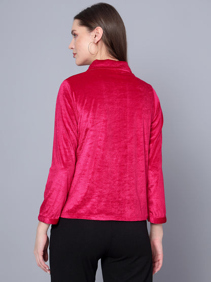 Golden Kite Fuchsia Women Solid Shirt Top ,Button Detail