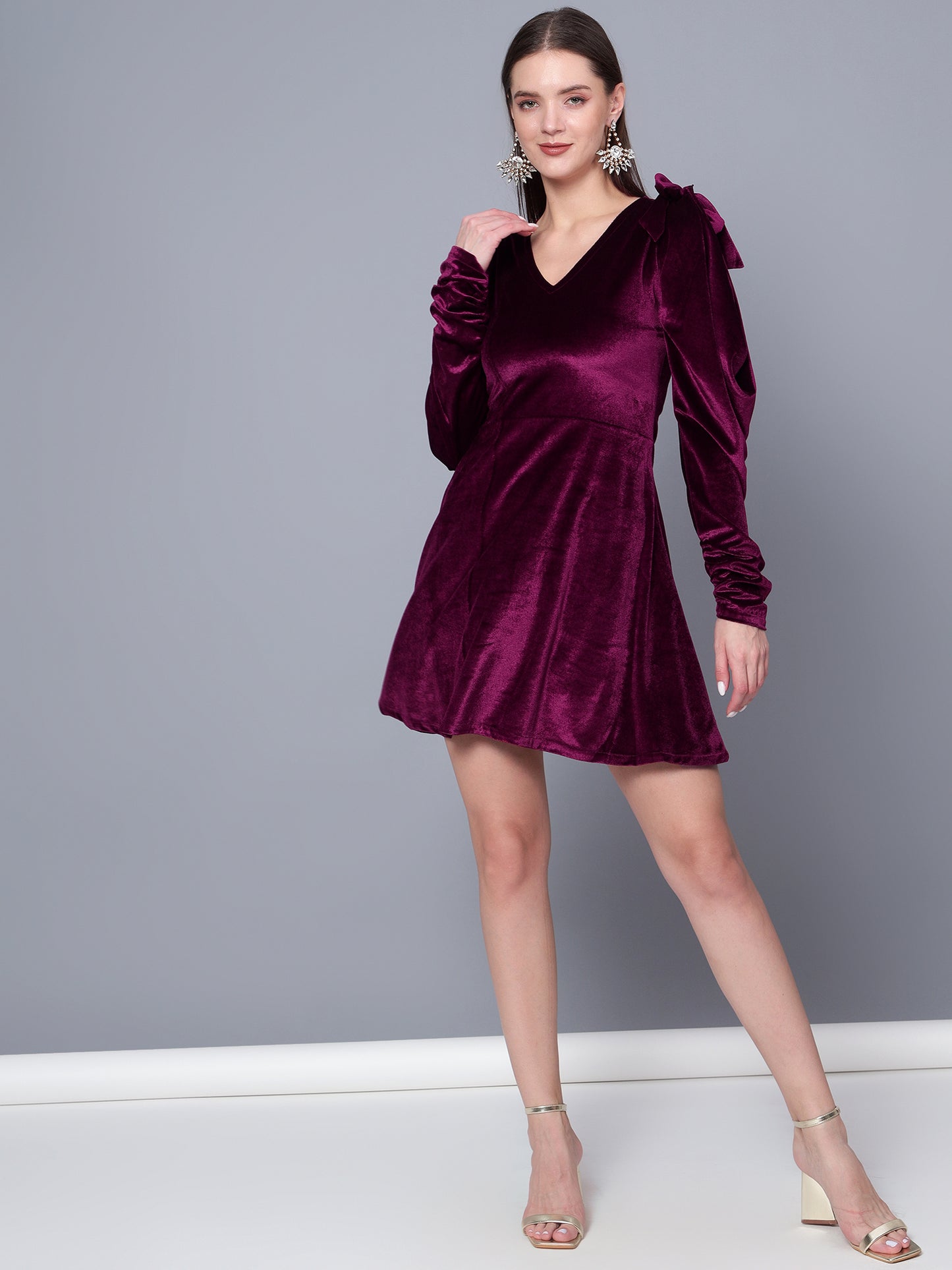 Golden Kite Black Solid A-line Midi Dress ,Cowl sleeve Detail