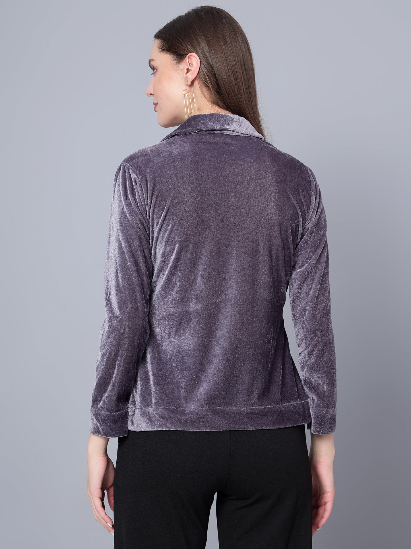 Golden Kite Black Solid Women V-Neck Collared Top