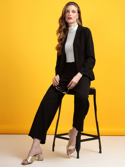 Golden Kite Women Black Solid Single-Breasted 2-Piece Suit