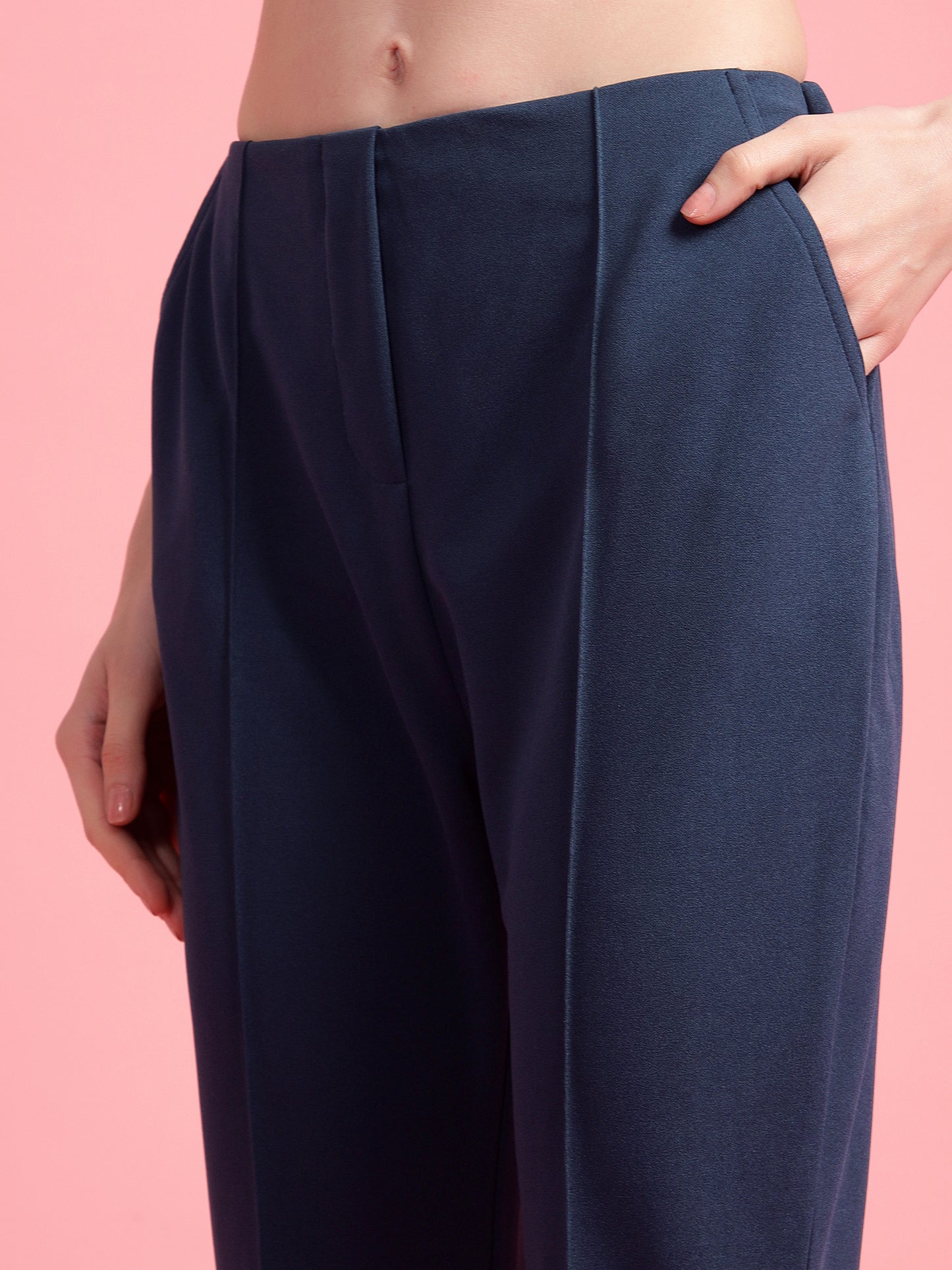 Golden Kite Black Solid High-rise regular-fit trousers, Flared bottom , slip on closure , and two Side pockets Women Pant