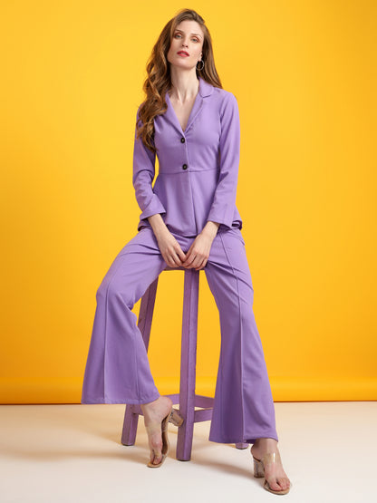 Golden Kite Black Women Solid A-Line Top & Flared Trouser Co-Ord Set