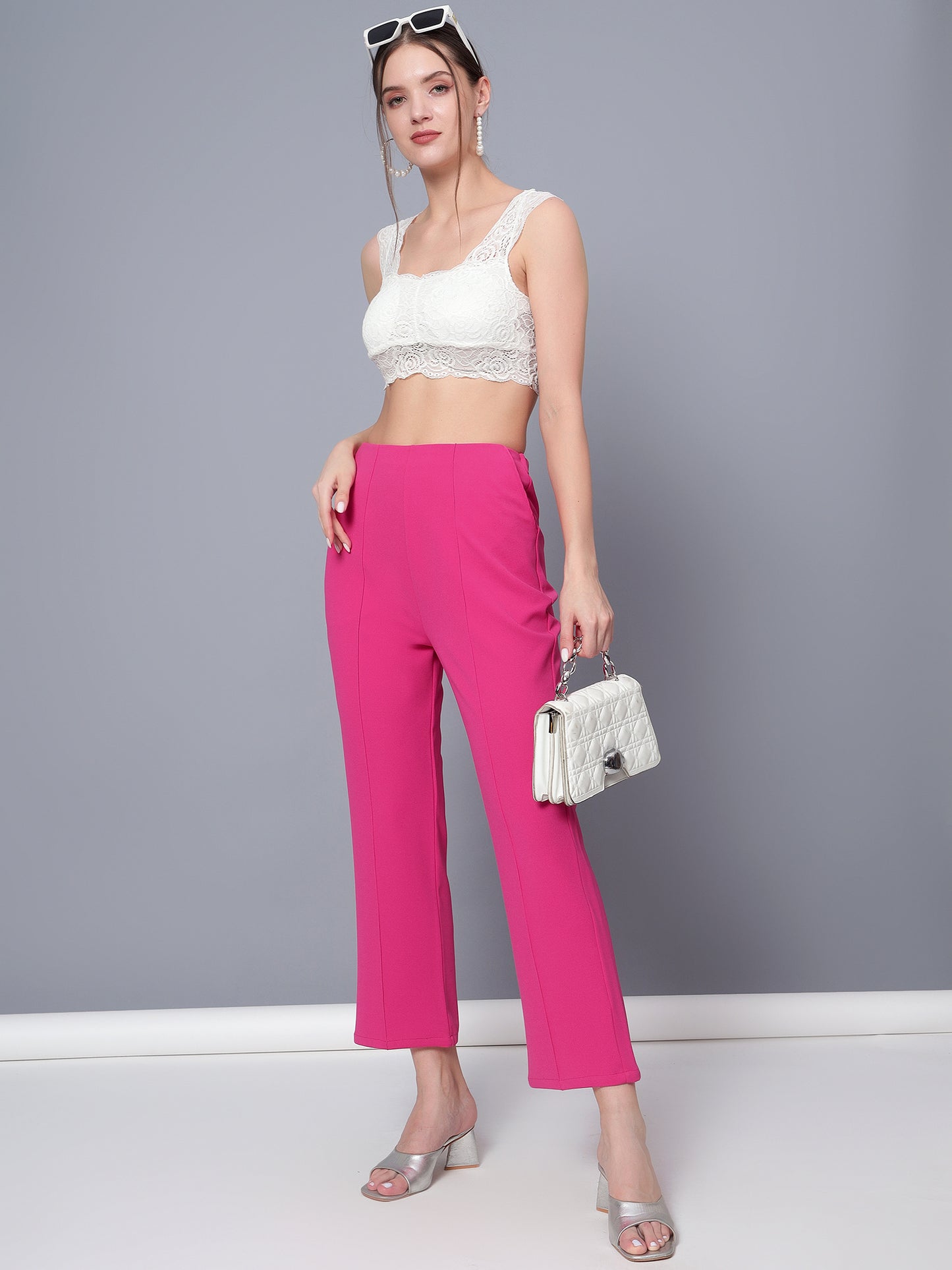 Golden Kite Black Solid High-Rise Trousers a slip on closure, and two pockets Casual Trouser