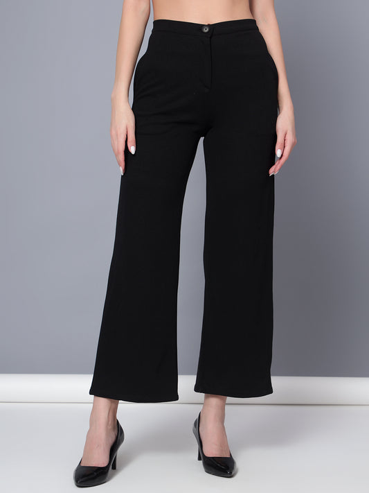 Golden Kite Solid High-Rise Trouser, has a elasticated waistband with button closure with zip fly & 2 pockets Casual Pant