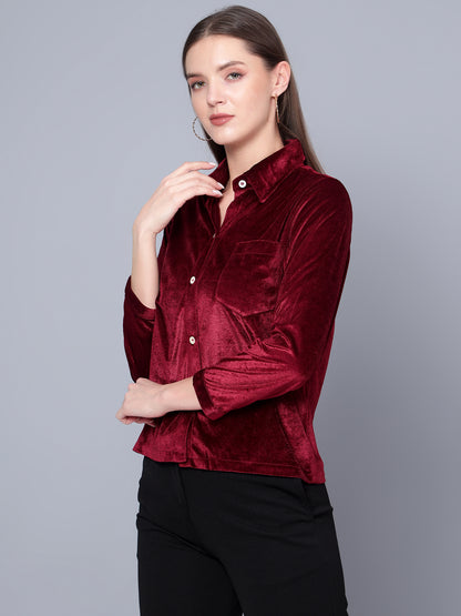 Golden Kite Fuchsia Women Solid Shirt Top ,Button Detail