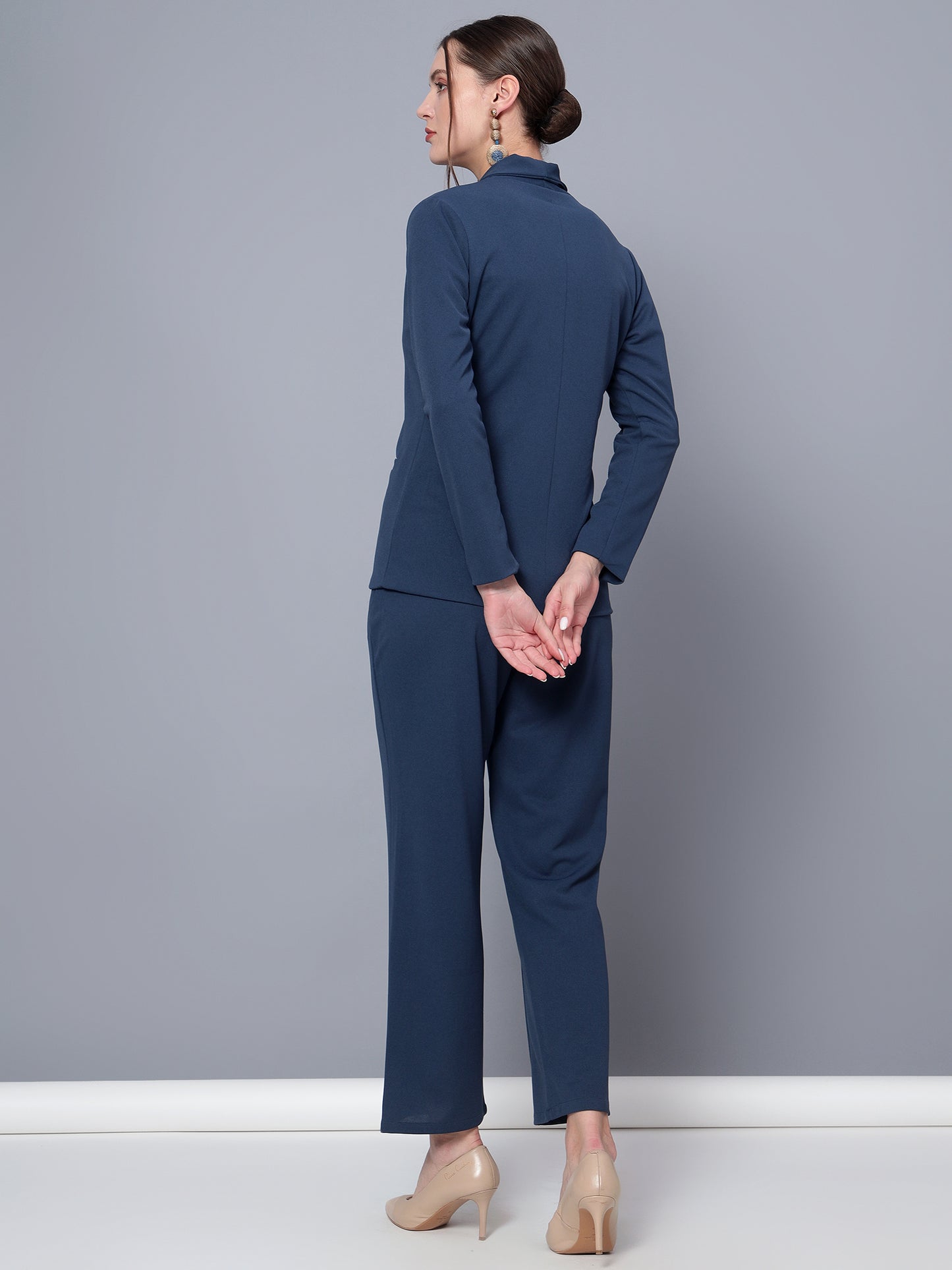 Golden Kite Black Women Solid Regular Fit Single Breasted 2-Piece Suit