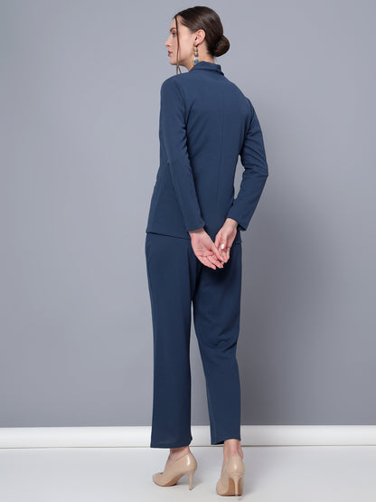 Golden Kite Black Women Solid Regular Fit Single Breasted 2-Piece Suit