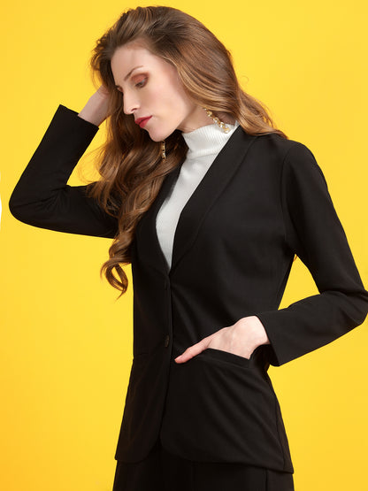 Golden Kite Black
Women Solid Regular Fit Single Breasted Shawl Collar Blazer