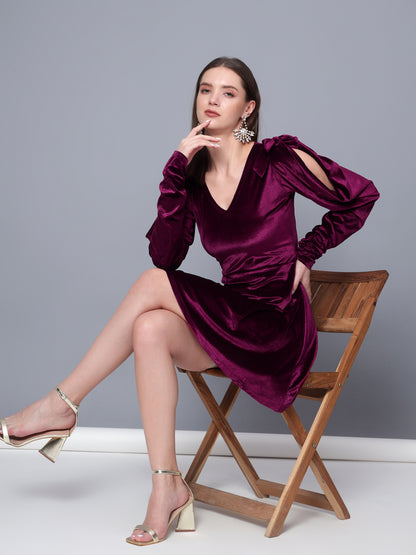 Golden Kite Black Solid A-line Midi Dress ,Cowl sleeve Detail