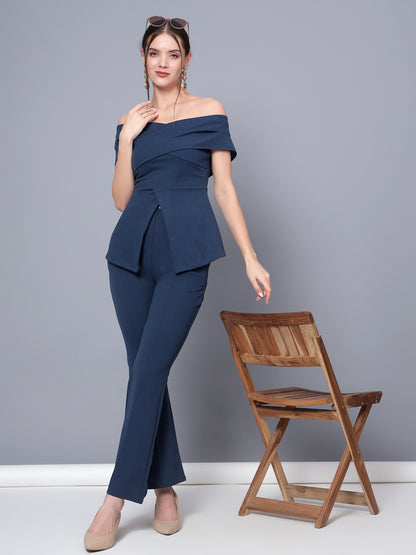 Golden Kite Black Women Solid Stylish Off Shoulder Co-Ords