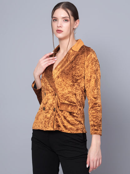Golden Kite Black Solid Women Double-Breasted Blazer
