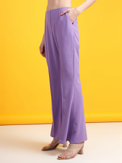 Golden Kite Black Solid High-rise regular-fit trousers, Flared bottom , slip on closure , and two Side pockets Women Pant