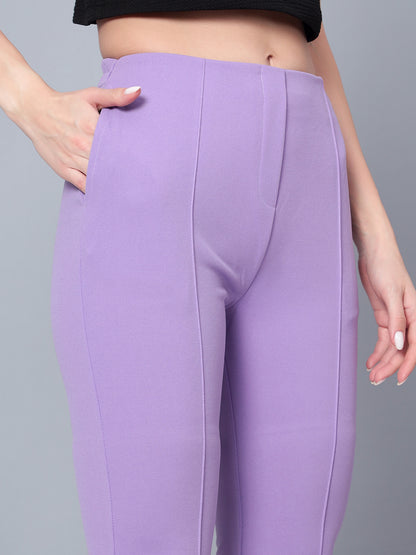 Golden Kite Women Solid High-rise regular-fit trousers, semi a-line bottom , slip on closure , and two Side pockets , Casual Pant