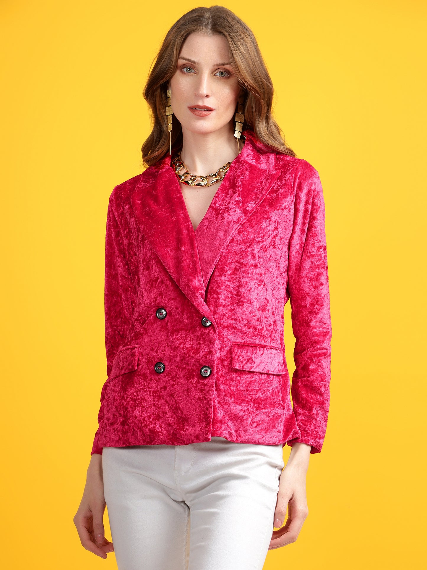 Golden Kite Black Solid Women Double-Breasted Blazer