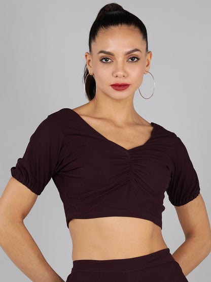 Golden Kite Women Solid Green Sweetheart Neck Front rouching Detail