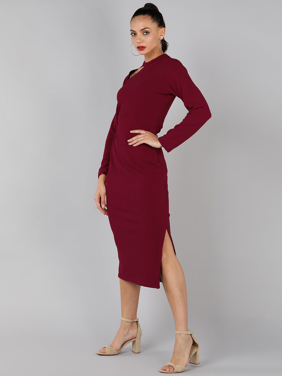 Golden Kite cut-out side slit midi dress