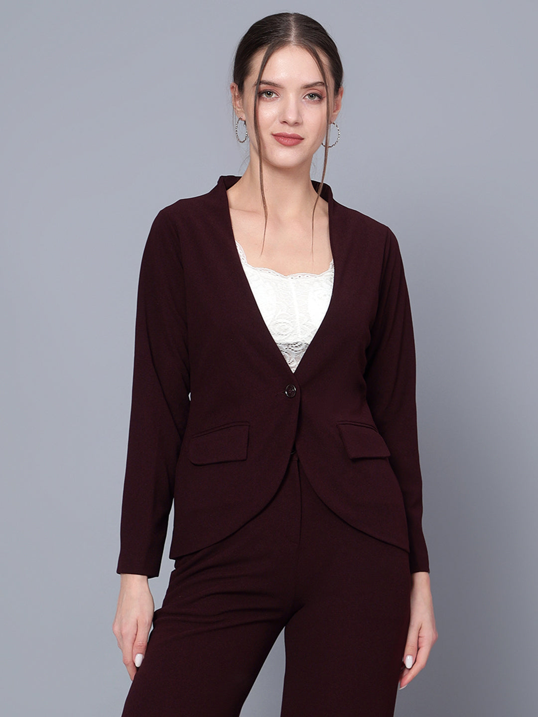 Golden Kite Women Black Solid Single-Breasted One Button Blazer