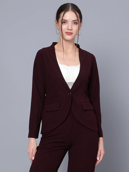 Golden Kite Women Black Solid Single-Breasted One Button Blazer