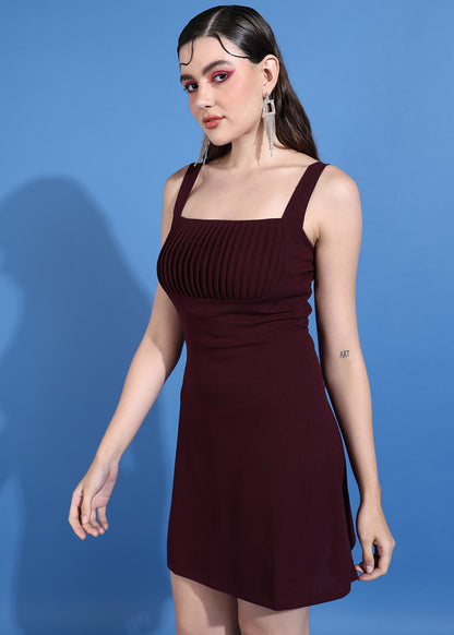 Golden Kite Front Pleated Style Fit and Flare Mini Dress