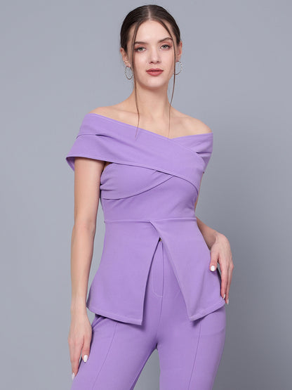 Golden Kite Black Women Solid Stylish Off Shoulder Co-Ords