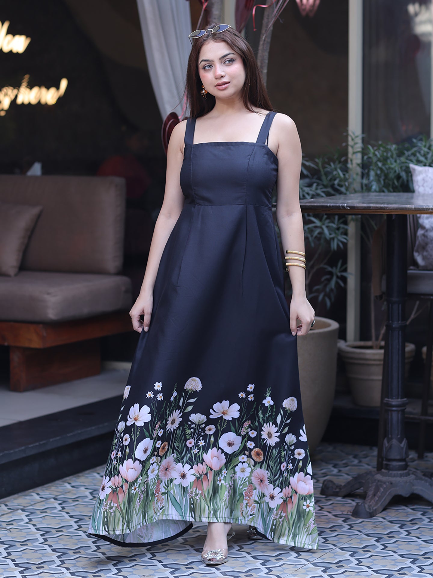 Golden Kite Shoulder Strap Maxi Dress