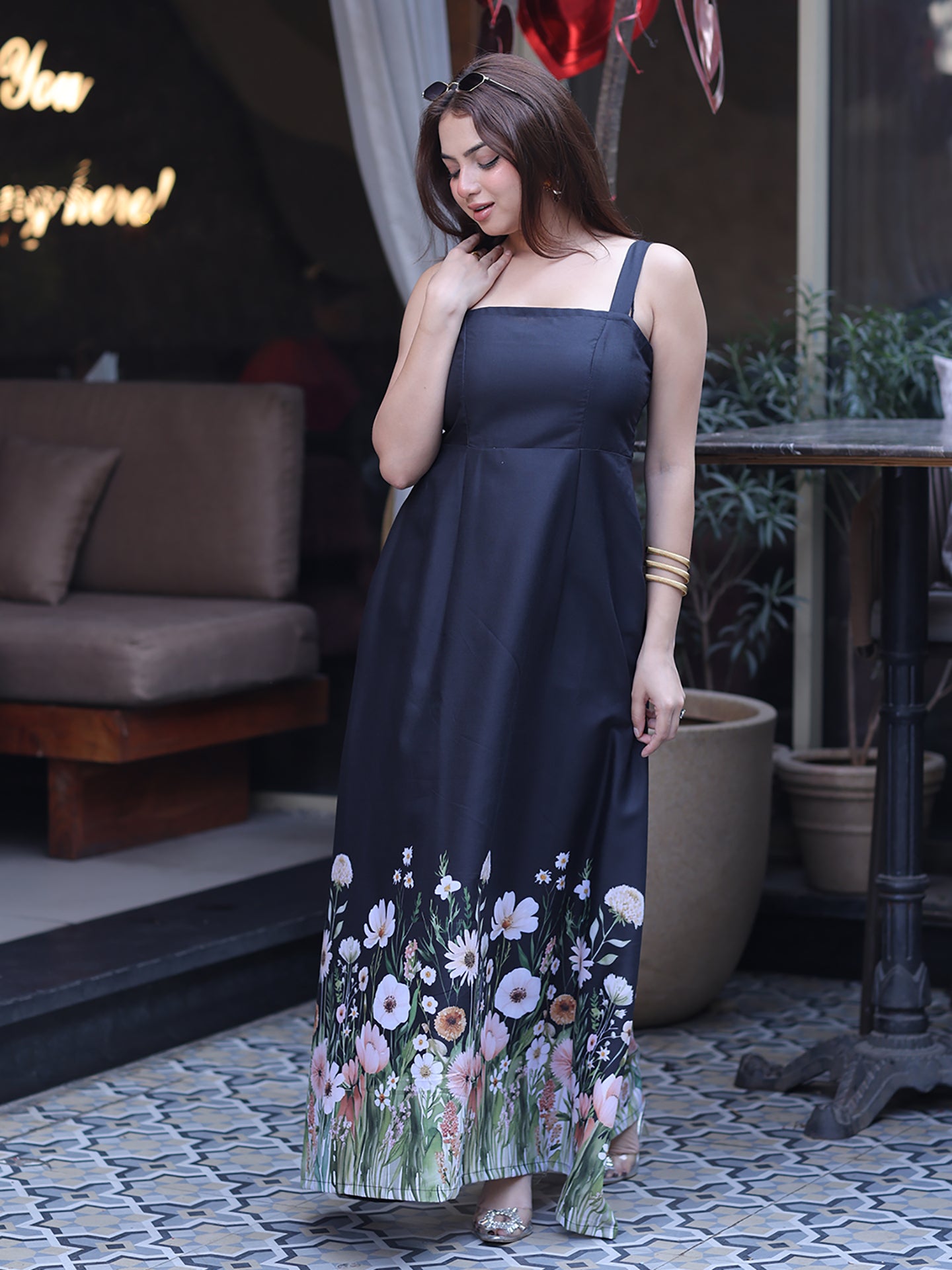 Golden Kite Shoulder Strap Maxi Dress