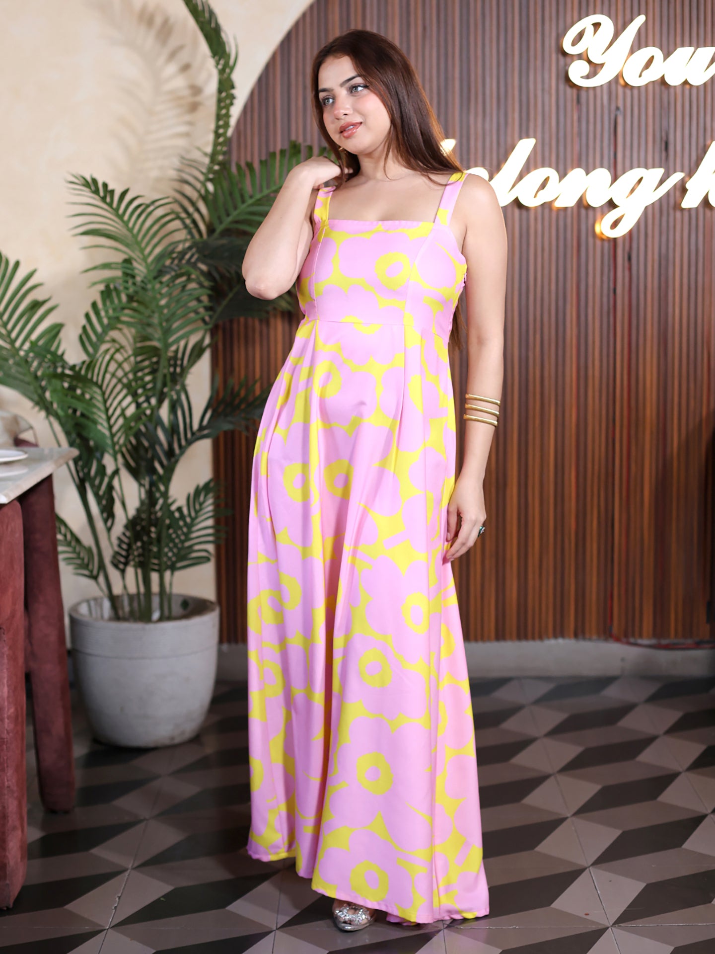 Golden Kite Shoulder Strap Maxi Dress